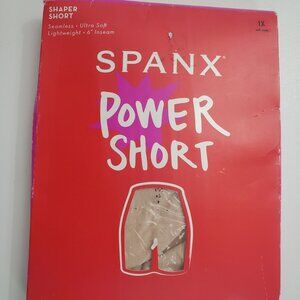 Spanx Womens Tummy Control Power Shorts Soft Nude Size 1X